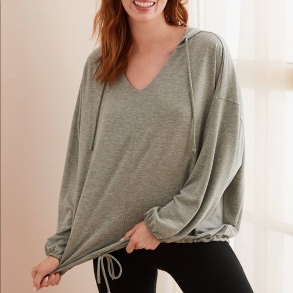aerie Tops - Aerie Gray Cinched Hoodie
